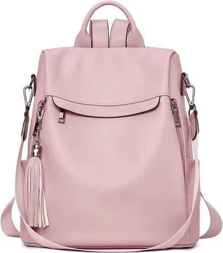 Miniatura 20 de Bromen - Mochila tipo bolso de mano de piel antirrobo para mujer a la moda, Beige floral, L