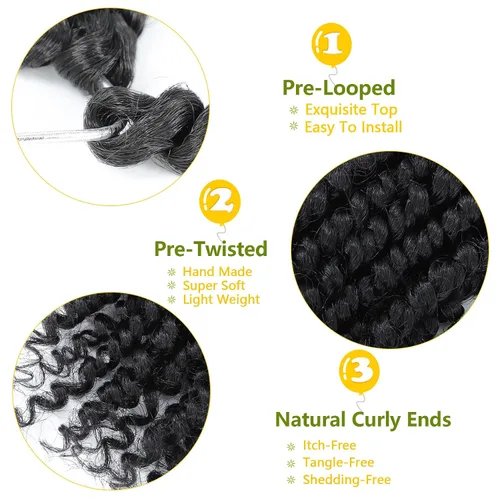 Miniatura 3 de Fulcrum Cabello Passion Twist de 6 pulgadas, 8 paquetes de cabello de ganchillo Passion Twist para mujeres negras, cabello pretrenzado de ganchillo