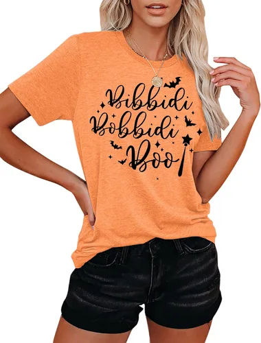 Miniatura 2 de Bibbidi Bobbidi Boo - Camiseta para mujer, linda camiseta de Halloween divertida con estampado de letras, camisetas casuales para vacaciones