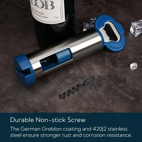 Miniatura 5 de KITCHENDAO Sacacorchos 3 en 1 para abrebotellas de vino con cortador de papel de aluminio, abridor de botellas de cerveza con receptor magnético