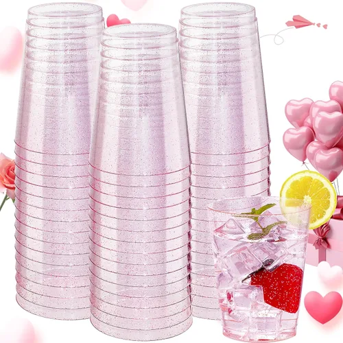 Miniatura 17 de DaYammi Paquete de 200 vasos de plástico dorados de 10 onzas, vasos de vino desechables con borde dorado, vasos de vino desechables de lujo, vasos