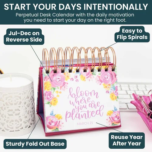 Miniatura 2 de bloom daily planners Caballete de escritorio perpetuo sin fecha con citas motivacionales, calendario inspirador para mujeres, página a día