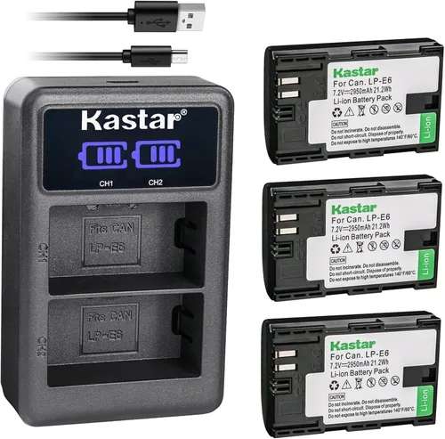 Miniatura 6 de Kastar LP-E6 LED2 Cargador de batería USB compatible con Canon EOS 60D, EOS 60Da, EOS 70D, EOS 80D, EOS R, EOS Ra, EOS R5, EOS R5 C, EOS R6, EOS R6