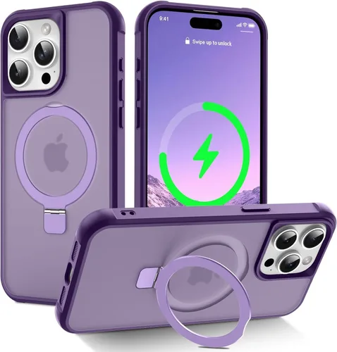 Miniatura 107 de CHAOFEnG Funda magnética compatible con iPhone 11 con soporte, prueba de caídas de grado militar, compatible con imán, anillo translúcido, parte