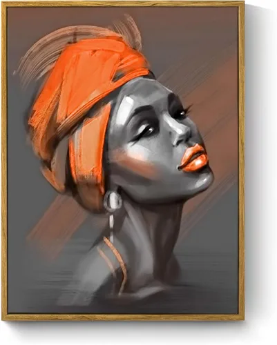 Miniatura 15 de LB Arte de pared de mujer afroamericana, mujer negra con cabello dorado, impresiones de pintura abstracta, belleza moderna negra y dorada para sala