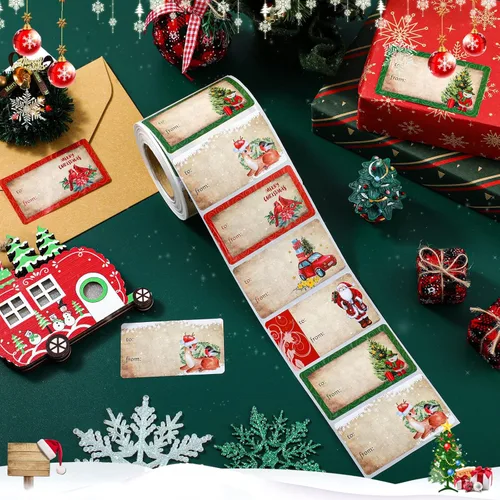 Miniatura 4 de Outus 500 Piezas Etiquetas de Navidad Etiquetas de Regalo Autoadhesivas para Regalos de Navidad Etiquetas de Nombre de Navidad Pegatinas para Papel