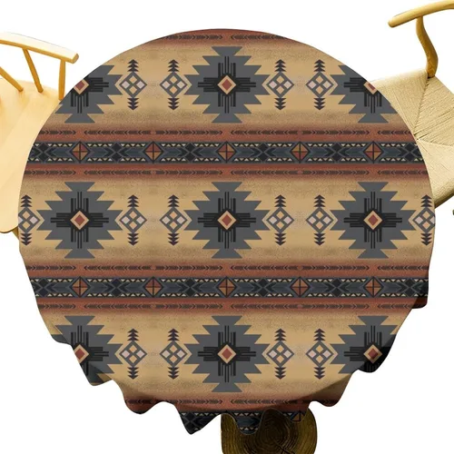 Miniatura 71 de Mantel azteca suroeste, diseño étnico tribal geométrico, estilo vintage, bohemio, elegante, lavable, para comedor, cocina, granja, fiesta
