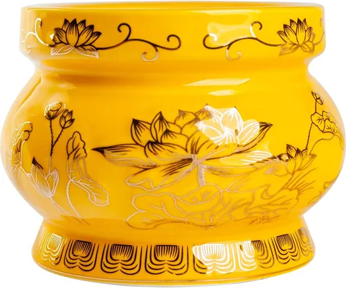 Miniatura 7 de Houlu Pequeño quemador de incienso de cerámica verde para Buda rezando, incienso budista tibetano de adoración de altar - 4 pulgadas