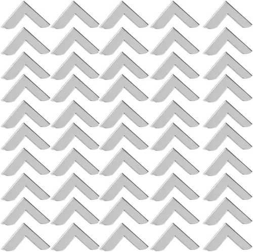 50 protectores de esquina de metal de 0.78 x 0.78 pulgadas (0.787 x 0.787 in), soportes de esquina decorativos para álbumes, menús, marco de fotos,