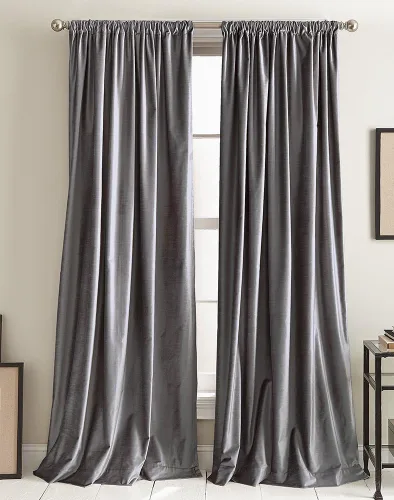 Cortinas DKNY Modernas con Nudos de Terciopelo Forrado, Paneles Pares, 108", Carbón Gris antracita