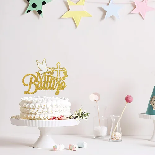 Miniatura 5 de Mi Bautizo - Decoración para tartas, My Bapstim, brillante para la primera comunión para baby shower, baby shower, suministros de decoración