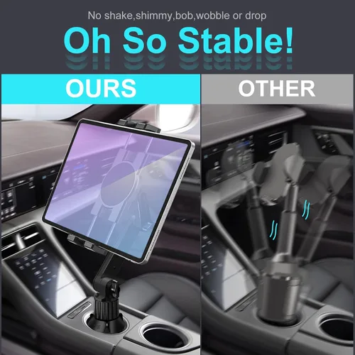 Miniatura 7 de Soporte para tablet con portavasos para coche, soporte ajustable de 360° de 15" de largo con 2 brazos para iPad Pro 12.9/11/10.5/9.7/Air/Mini 6/5/4