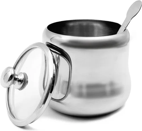 Miniatura 10 de Tazón de Acero Inoxidable para Azúcar, Frasco para Condimentos de Café, Recipiente para Especias, Olla para Condimentos con Tapa y Cuchara