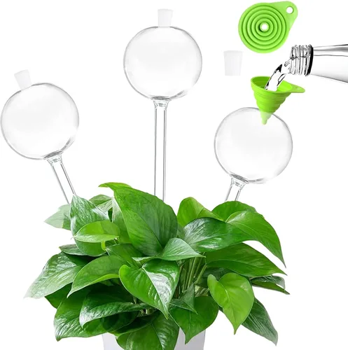 Miniatura 8 de Paquete de 3 globos de riego automático para plantas, lindos gatos transparentes, mini bombillas de cristal transparente para interiores
