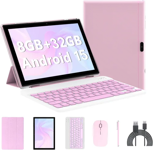 Miniatura 10 de Tablet de 10 pulgadas con teclado 2 en 1 Tablet Android 14 Tabletas Incluye estuche ratón lápiz capacitivo batería de 6000mAh 8GB+64GB Soporta Azul