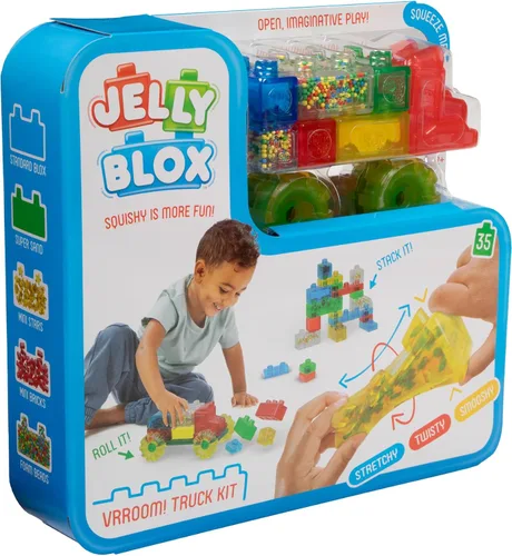 Miniatura 8 de Goliath Jelly Blox Vrroom! Kit de Camiones Incluye 35 Bloques Bloques de Construcción para Niños Pequeños y Preescolares que Pueden Apretar