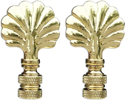 Royal Designs, Inc. F-5018PB-2 Seashell Lamp Finial para la pantalla de la lámpara, latón pulido