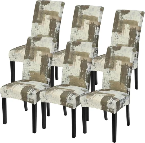Miniatura 23 de SearchI Juego de 4 fundas para sillas de comedor, elásticas con estampado floral, fundas deslizables para sillas Parsons de spandex, removibles