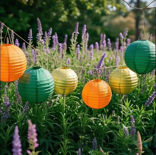 Linternas de papel decorativas verdes y naranjas, 15 piezas, para colgar en fiestas de despedida de soltera, boda, cumpleaños, baby shower,