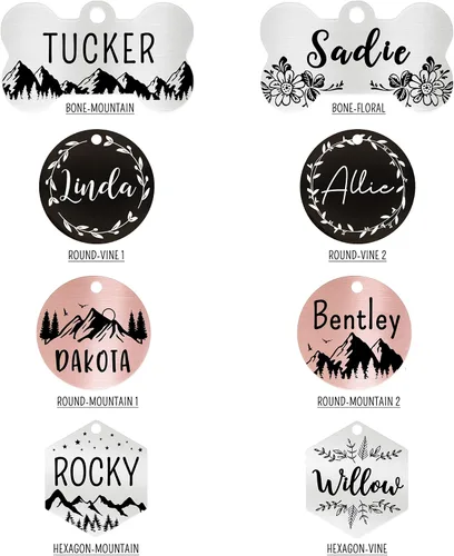 Miniatura 5 de Ultra Joys Etiqueta de identificación de mascotas de acero inoxidable con grabado frontal y trasero, etiquetas personalizadas para perro y placa