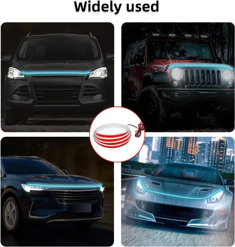Miniatura 6 de Ziciner Tira de luz para capó de automóvil, tira LED flexible de 59 pulgadas, impermeable, luces de circulación diurna, accesorios universales