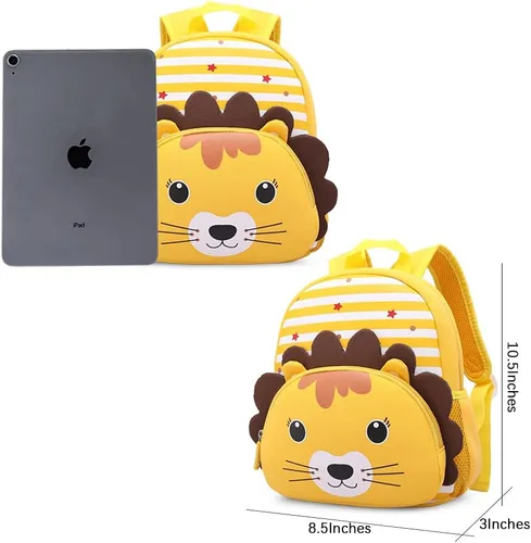 Miniatura 4 de Mochila impermeable para niños de 2 a 5 años para el jardín de niños mochila 3D de lindos dibujos animados de neopreno mochila de animales para niños