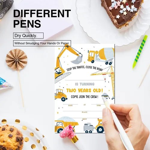 Miniatura 4 de Soiceu Invitaciones de cumpleaños de neón para adolescentes y niños con sobres, juego de 20