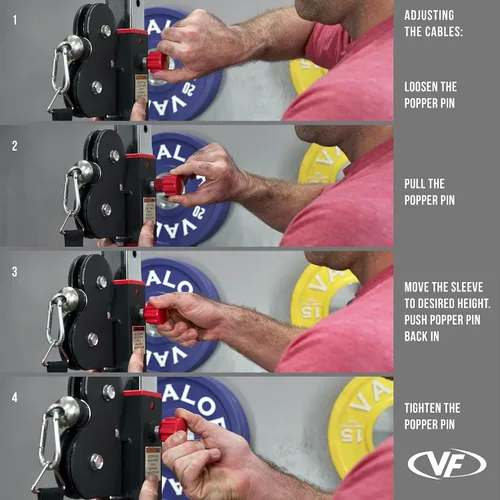 Miniatura 7 de Valor Fitness Máquina cruzada de cables – 17 posiciones ajustables con barras de dominadas y accesorios opcionales de paquete de peso máximo de 200