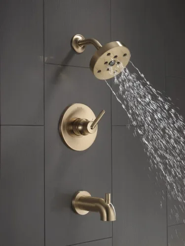 Miniatura 2 de Delta Faucet Trinsic Serie 14 Juego de molduras de bañera y ducha de una sola función con cabezal de ducha H2Okinetic de un solo pulverizador