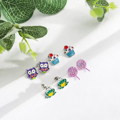 Miniatura 4 de NEWITIN 20 pares40 pares60 pares80 pares de aretes coloridos y lindos aretes hipoalergénicos de acero inoxidable para niñas y mujeres