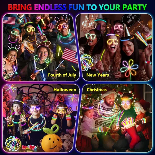 Miniatura 7 de BUDI 467 piezas de palos brillantes para fiestas para niños y adultos, suministros de fiesta que brillan en la oscuridad, accesorios para el 4