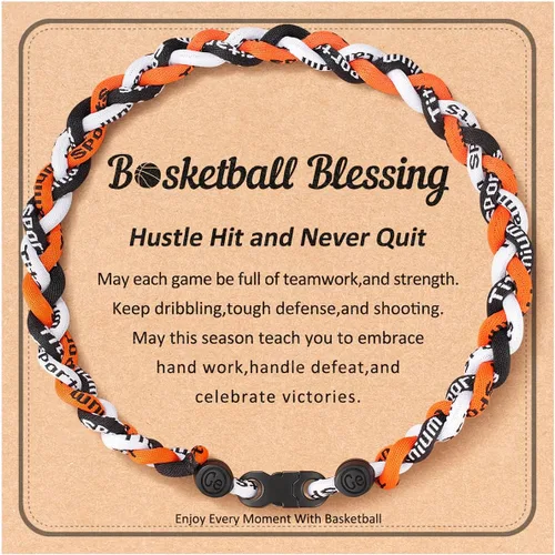 Miniatura 9 de Regalos de béisbol, baloncesto, fútbol, collar de béisbol, baloncesto, fútbol, cuerda trenzada de nailon para ideas de adolescentes con tarjeta