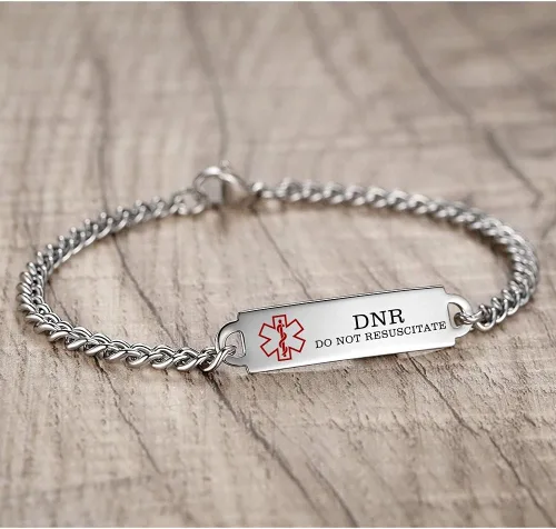 Miniatura 89 de Pulseras de identificación de alerta médica de 6.5 "-8.5" para mujeres, pulseras de emergencia médica de acero inoxidable, grabado gratuito