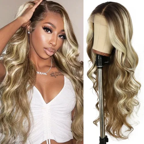 Miniatura 25 de SAPPHIREWIGS Peluca rubia con encaje frontal, pelucas largas y onduladas para mujer, pelucas de color rubio ceniza, resistentes al calor, para Mix