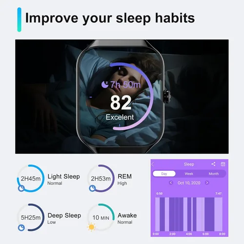 Miniatura 5 de Reloj inteligente para hombres y mujeres, responder/hacer llamadas, reloj de fitness HD de 1.96 pulgadas con monitor de frecuencia cardíaca, monitor