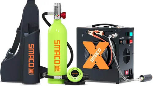 Miniatura 13 de SMACO Mini tanque de buceo 1L tanque de buceo portátil reutilizable buceo kit de cilindro de oxígeno para snorkel y rescate de emergencia S400