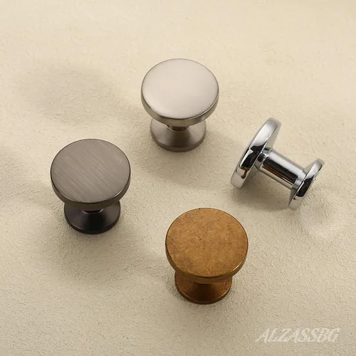 Miniatura 3 de Alzassbg - Paquete de 15 manijas para gabinete color latón antiguo, 1.1 Pulgadas (30mm) de diámetro, manijas redondas de hardware para gabinete