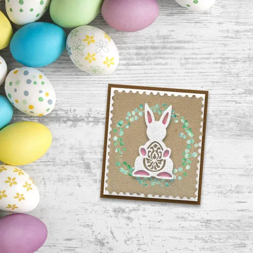 Miniatura 6 de Hying Troqueles de corte de marco de conejo de Pascua para hacer tarjetas, troqueles de cruz de simetría hueca, plantillas de troqueles de huevos