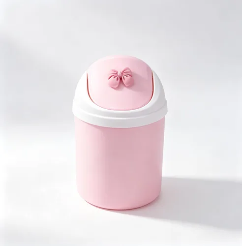 Miniatura 4 de Mini cubo de basura rosa para niñas con lazo rosa (resina Bownot)