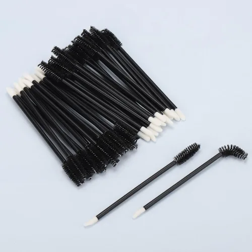 Miniatura 2 de 100 varitas de rímel desechables de doble extremo, cepillo de labios, aplicador de lápiz labial, carretes de cejas para extensiones de pestañas