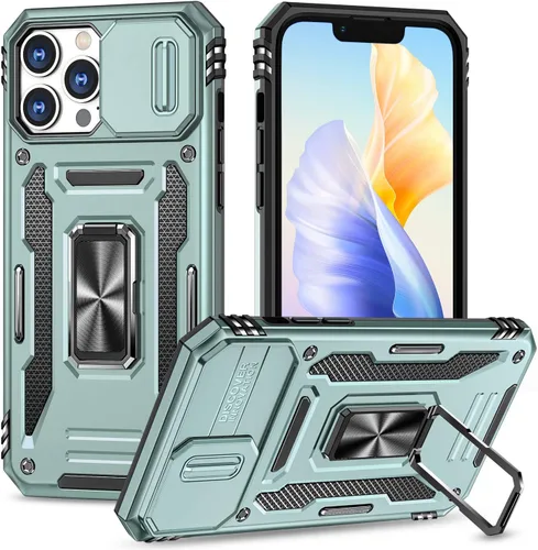 Miniatura 66 de Funda para iPhone 13 Pro con funda para cámara, con soporte de anillo para soporte, con función de montaje magnético para automóvil, para iPhone 13