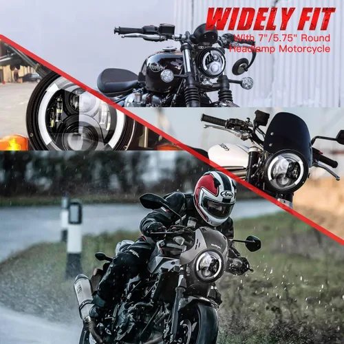 Miniatura 9 de 7 pulgadas LED redondo Faro delantero para motocicleta aprobado por DOT con carcasa de cubo de giro, señales giratorias DRL, soporte de montaje
