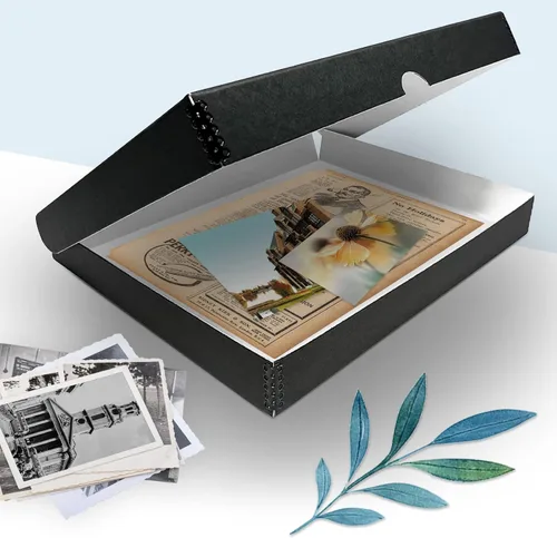 Miniatura 7 de Golden State Art, Archival - Caja de almacenamiento tipo folio de 11 x 14 pulgadas, diseño de concha con borde de metal, conserva y almacena fotos
