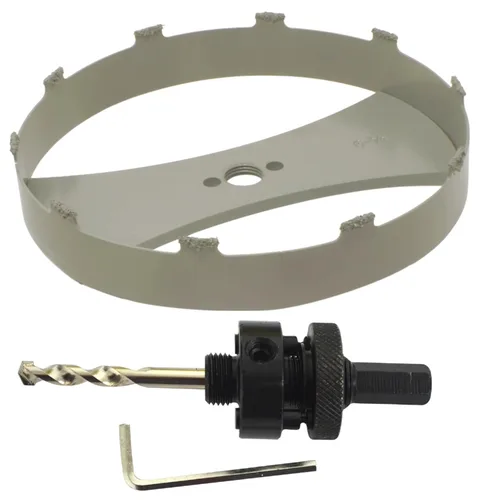 Miniatura 26 de Sierra de agujero HSS con mandril piloto de 2 piezas de alta velocidad para perforar madera y acero, broca de 1/4" de diámetro y eje, broca piloto