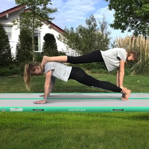 Miniatura 2 de VOFiTNY - Esterilla inflable de gimnasia con pista de caídas y barril de aire octogonal con bomba para uso doméstico/gimnasio Menta+Rodillo