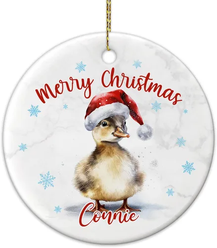 Miniatura 7 de Hyturtle Adorno de Navidad personalizado para amantes de los patos, adorno de cerámica con nombre personalizado de pato – Lindo regalo para amantes