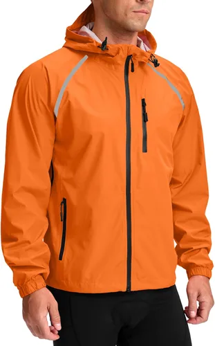 Miniatura 15 de Bikewa - Chaqueta de lluvia para hombre, impermeable, para ciclismo, con capucha, ligera, plegable, cortavientos para bicicleta, chaqueta de running