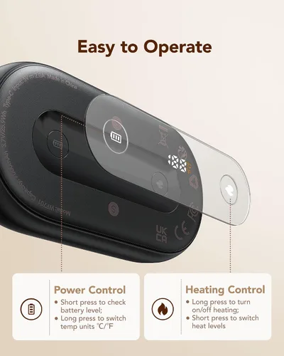 Miniatura 5 de Hand Warmers Rechargeable 2 Pack, Magnetic Alloy Handwarmer 7000 mAh Reusable, Instant Heating UP to 131°F, 15 Hours Long Lasting Palm Pocket Negro