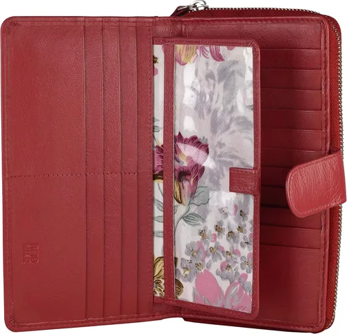 Miniatura 19 de Cartera grande de piel para mujer con bloqueo de identificación por radiofrecuencia