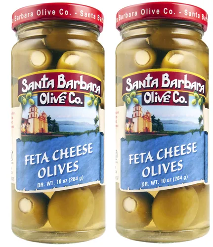 Aceitunas Rellenas de Queso Feta Santa Barbara 10 oz, Paquete de 2